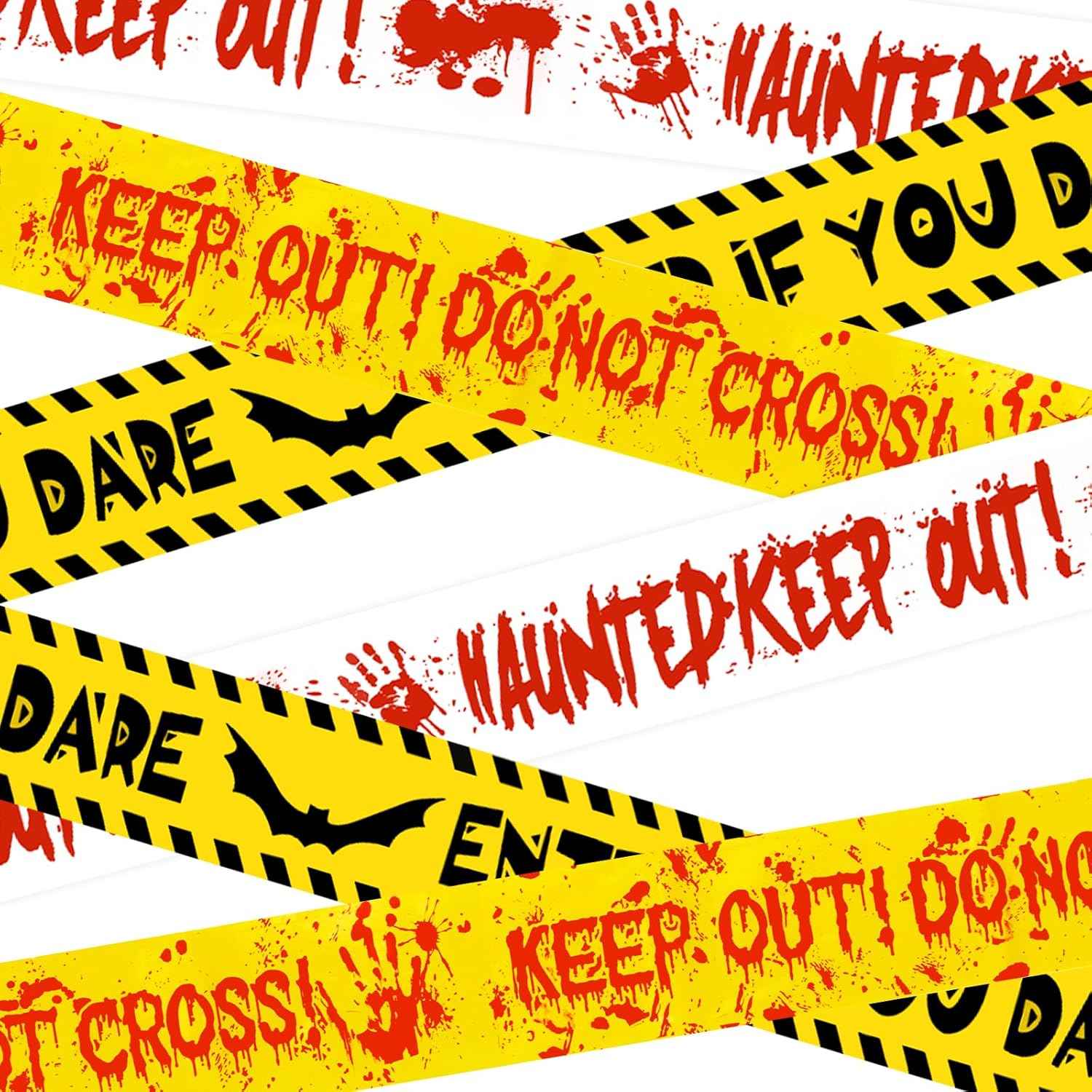 HauntHouse Halloween Caution Tape – Weatherproof Barrier for Patio, Driveway, and Walkway Marking