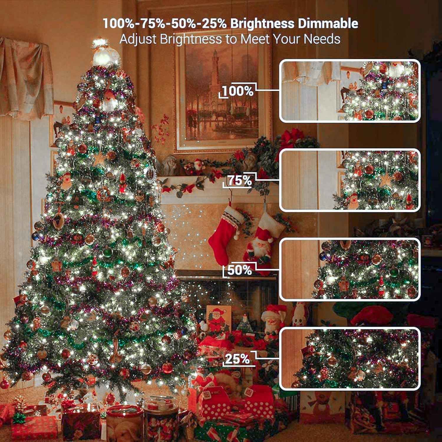 Brizled Dual Color Christmas Tree Lights – 200 LED Warm White and Multicolor String for Stylish Indoor Holiday Aesthetic