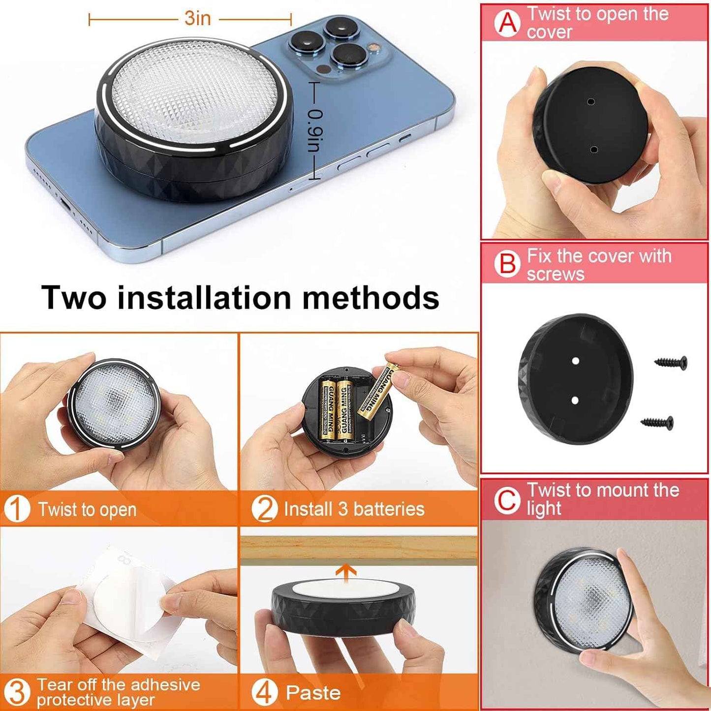 Brilliant Evolution Wireless Stick On Puck Lights – Living Room Aesthetic Accent Lighting with 14 Colors