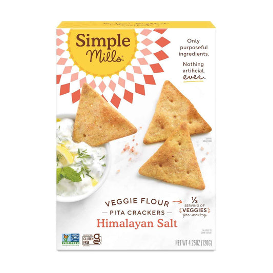 Simple Mills Veggie Pita Crackers, Himalayan Salt – Travel-Tote Pita Chips for Hiking, Picnics, and Outdoor Snacking