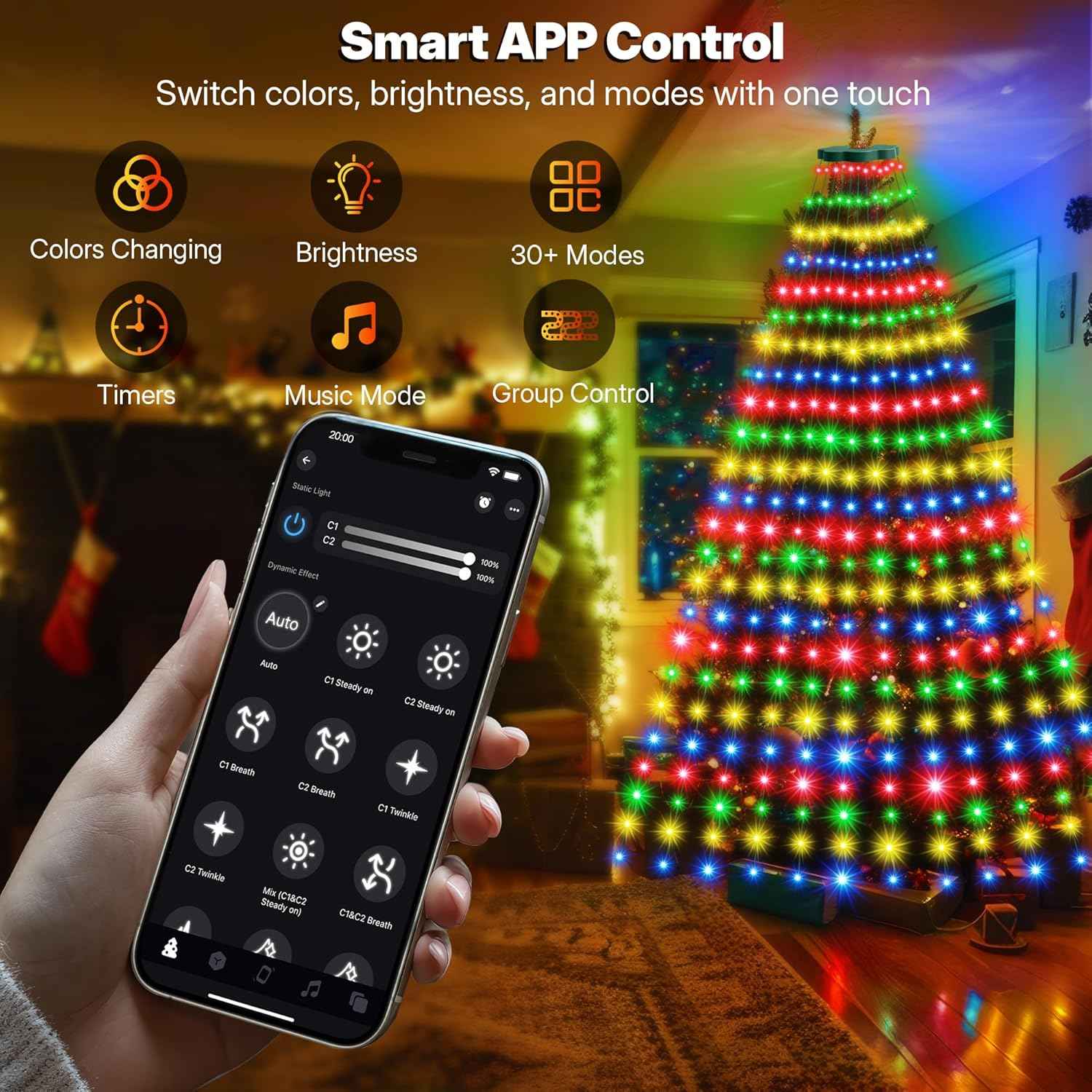 Surplife Touch-Safe Cascading Lights – Child-Friendly Christmas Decor for Nursery and Kids' Bedroom