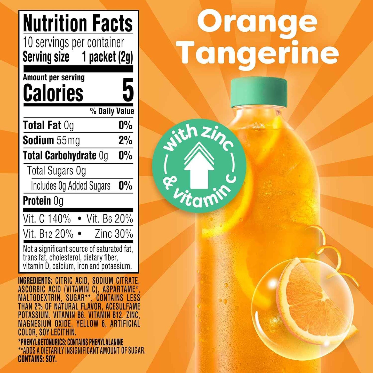 Crystal Light Immunity Support Powdered Drink Mix – Mindful Hydration Habit for the Kitchen Counter, Probiotic-Infused Orange Tangerine Wellness Boost