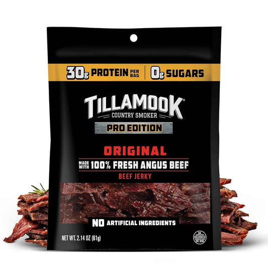 Tillamook Country Smoker PRO Edition Beef Jerky, Real Hardwood Smoked Angus, 2.14 Oz Gluten Free Low Carb Snack for Macro-Tracking and Mindful Nutrition