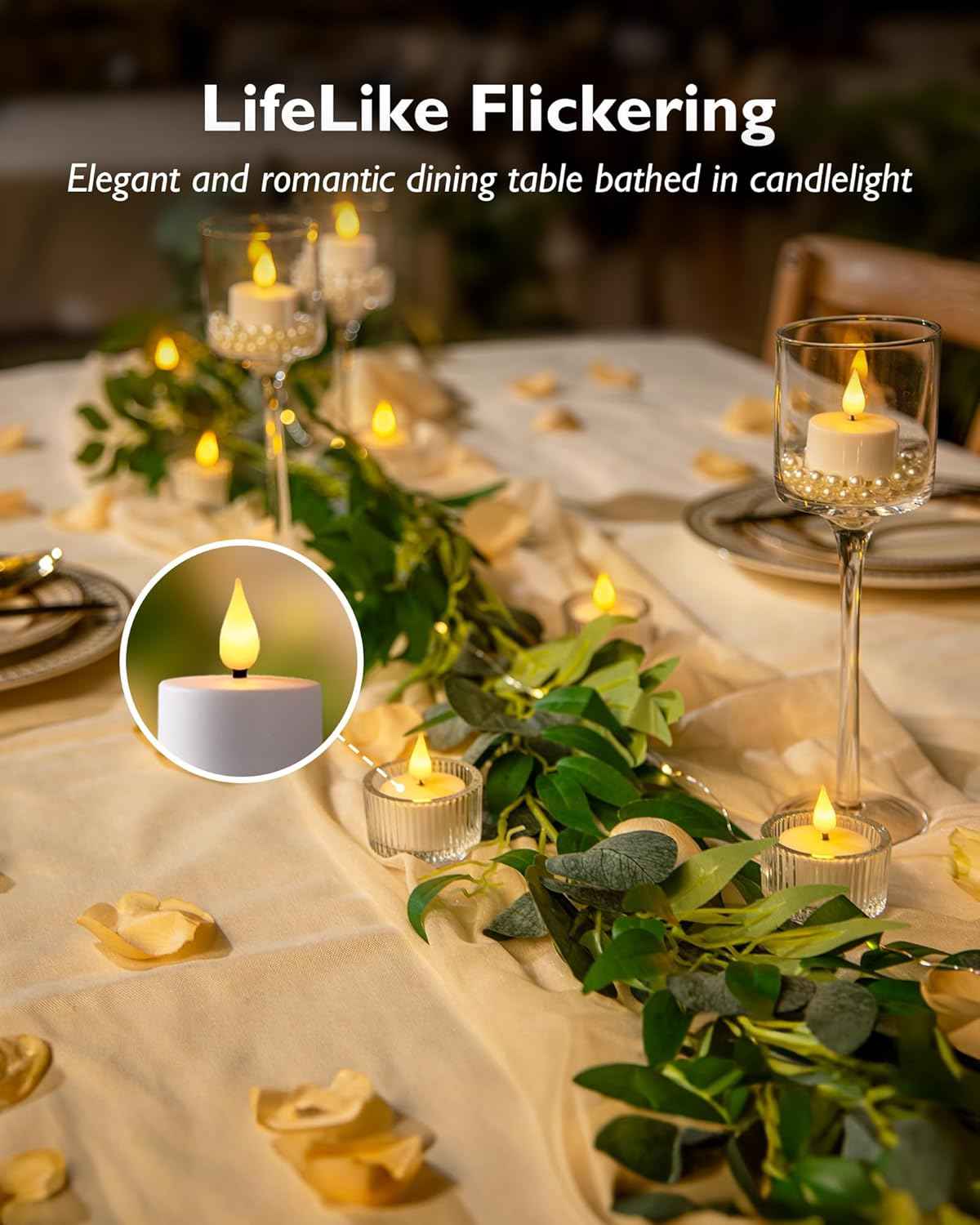 Homemory Flameless Tea Lights — Child and Pet Safe LED Candles with Auto-Off Timer