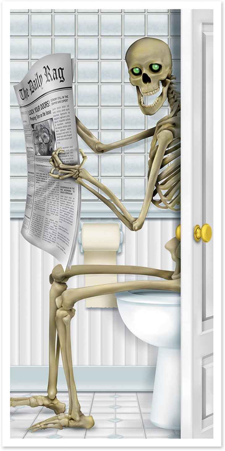 Beistle Skeleton Restroom Door Cover Party Accessory Funny Housewarming Gift for New Homeowners Who Host