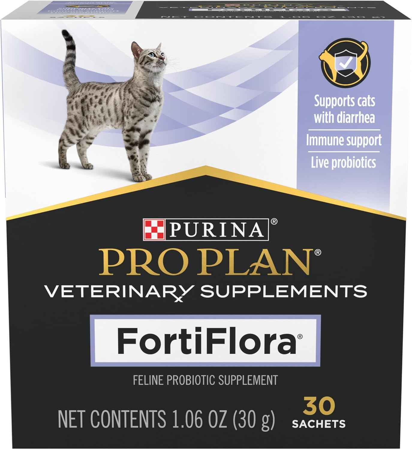 Pro Plan Veterinary Supplements FortiFlora Powder for Cats – Vet-Formulated Safe Daily Probiotic for Kittens and Adult Cats with Sensitive Stomachs