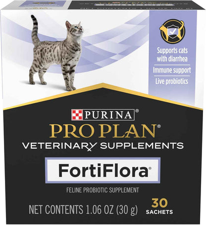 Pro Plan Veterinary Supplements FortiFlora Powder for Cats – Vet-Formulated Safe Daily Probiotic for Kittens and Adult Cats with Sensitive Stomachs