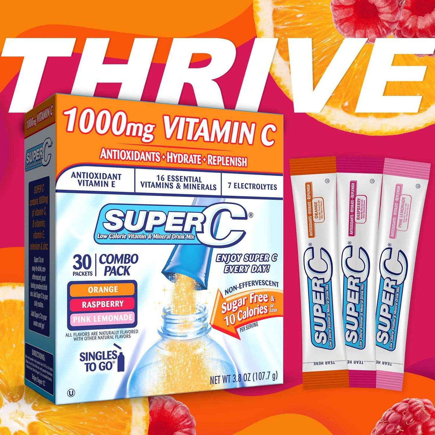 Super C Singles to Go Powder Packets – Desk-Friendly Hydration Mix for Workday Focus