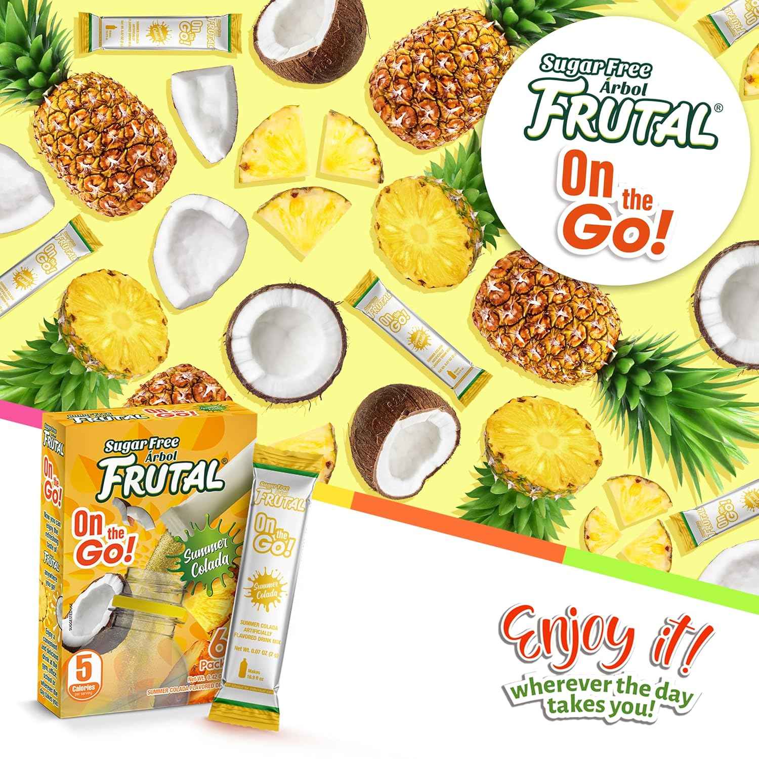 Frutal On-The-Go! Powdered Drink Mix – Daily Hydration for Mindful Wellness Routines, Sugar-Free Stevia Stick Packs
