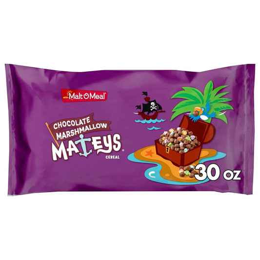 Malt-O-Meal Chocolate Marshmallow Mateys – Safe After-School Snack for Picky Eaters, No-Nut Pantry Cereal in 30 oz Bag