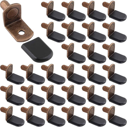 Biaungdo 1/4 Inch Glass Shelf Pegs in Antique Bronze Tone, 30 Pack for Curio Cabinet Display and Bedroom Decor