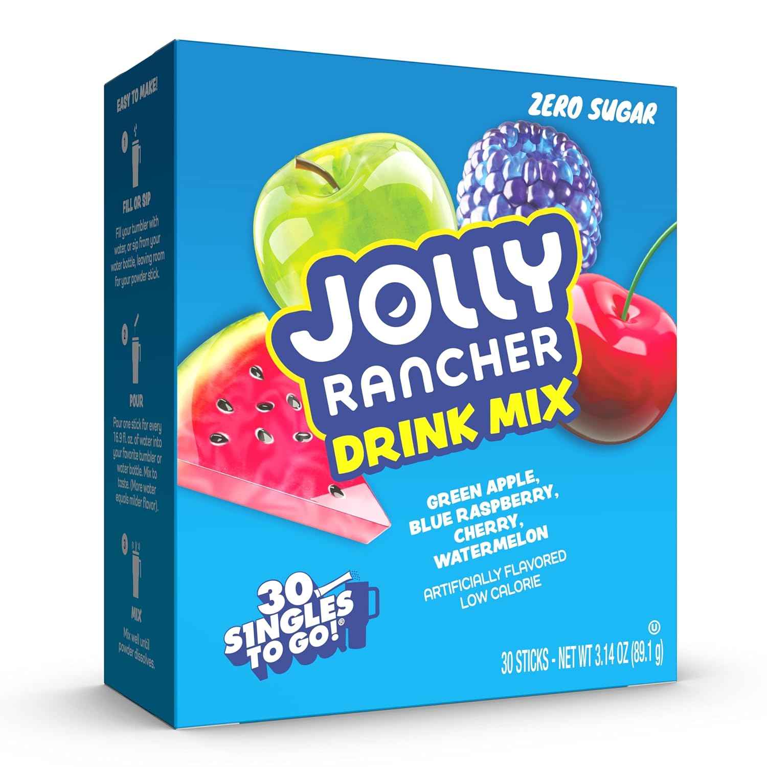 Jolly Rancher Singles To Go Powdered Drink Mix – Lunch Box Water Flavoring for Kids' School Lunches, Zero Sugar Variety Pack