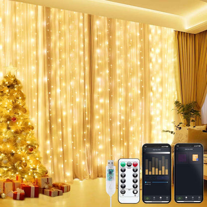 Brightown Smart Curtain Lights – Romantic Valentine's Day Gift for Women, USB Plug-in Bedroom Fairy Lights