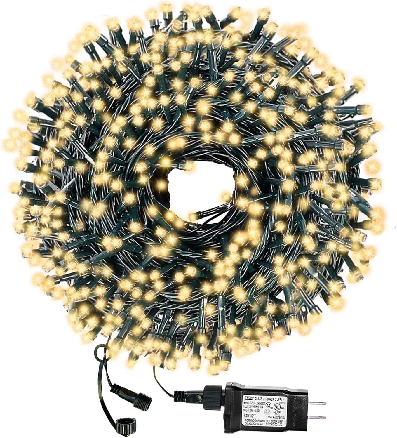 Decute 300LED UL Certified String Lights – Flameless Warm White Bedroom Lighting, 29V Low Voltage Safe for Kids and Pets