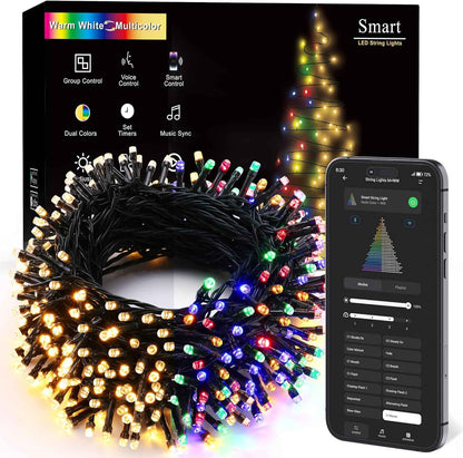 BrizLabs Color Changing Smart Christmas Lights – Living Room Accent Wall Decor, 98ft 300 LED Dimmable Mood Lighting with Alexa and Google Assistant