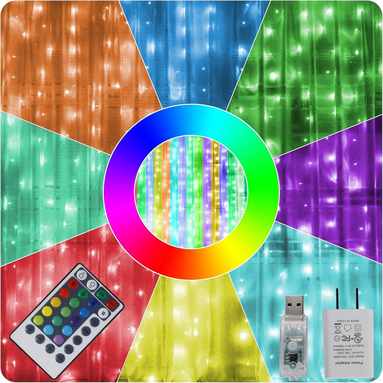 HOME LIGHTING Curtain Lights 300 LED – Thoughtful Housewarming Gift for Women, 16 Colors with Remote