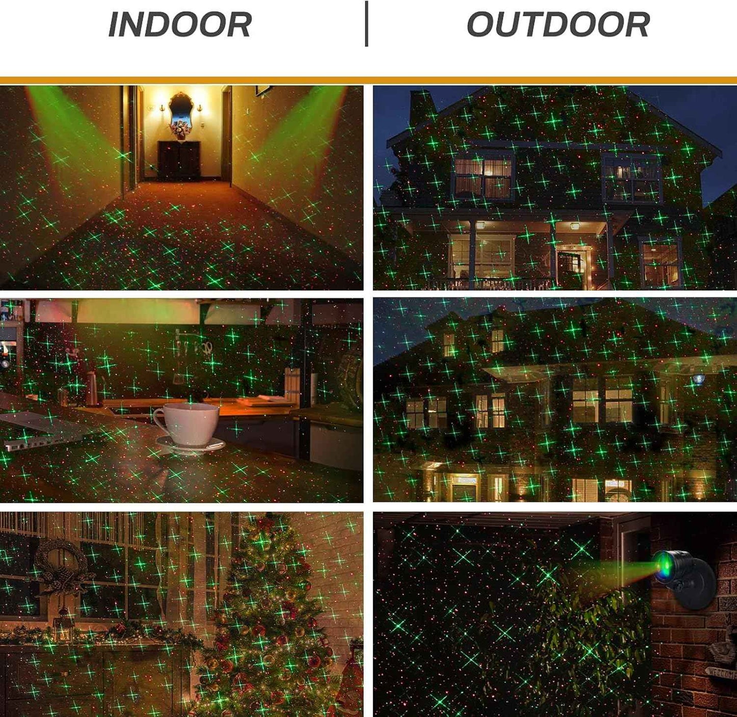 Lumilux Glow Star Projector – Clean One Piece Holiday Decor, One Device Replaces String Lights Clips and Extension Cords