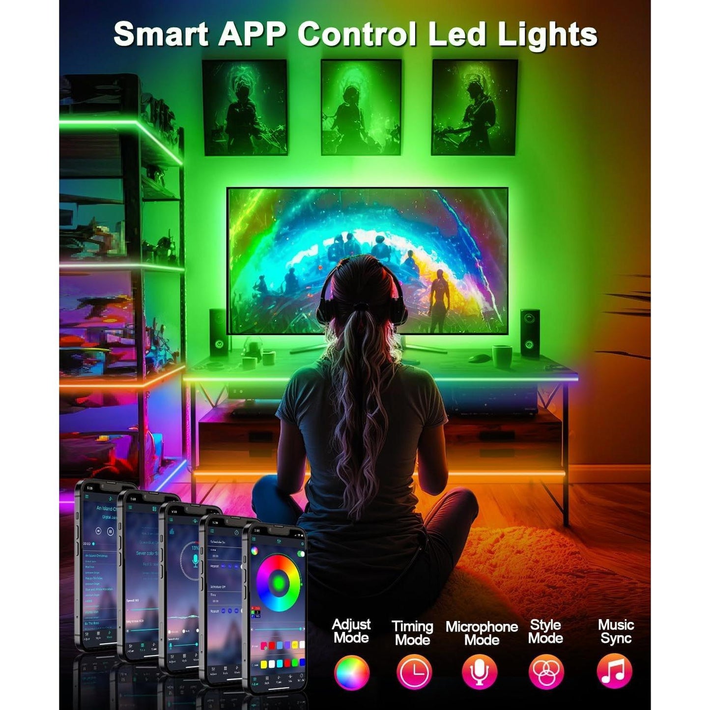 LED_Lights_for_TV,_TV_LED_Backlight_9.84_ft_RGB_TV_LED_Lights_That_Change_with_TV_Lights_Behind,USB_LED_Strip_Lights_for_TV_with_Remote_APP_Control,Bluetooth_LED_Light_Strips_for_TV