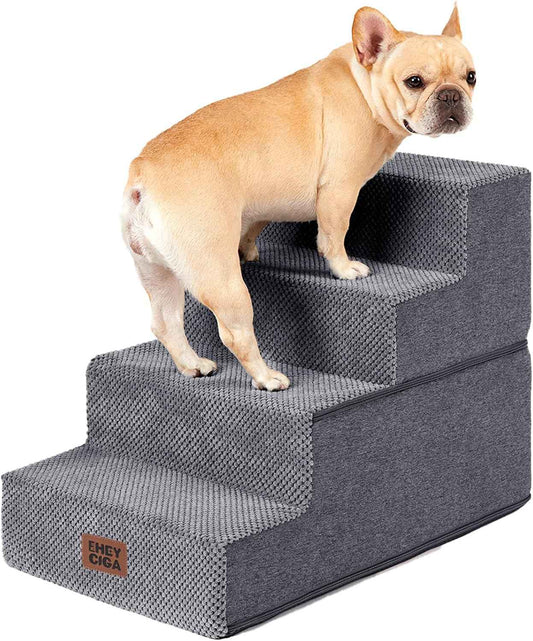 EHEYCIGA Dog Stairs for Bed 18" – Joint-Safe Foam Pet Steps for Small Dogs and Senior Cats