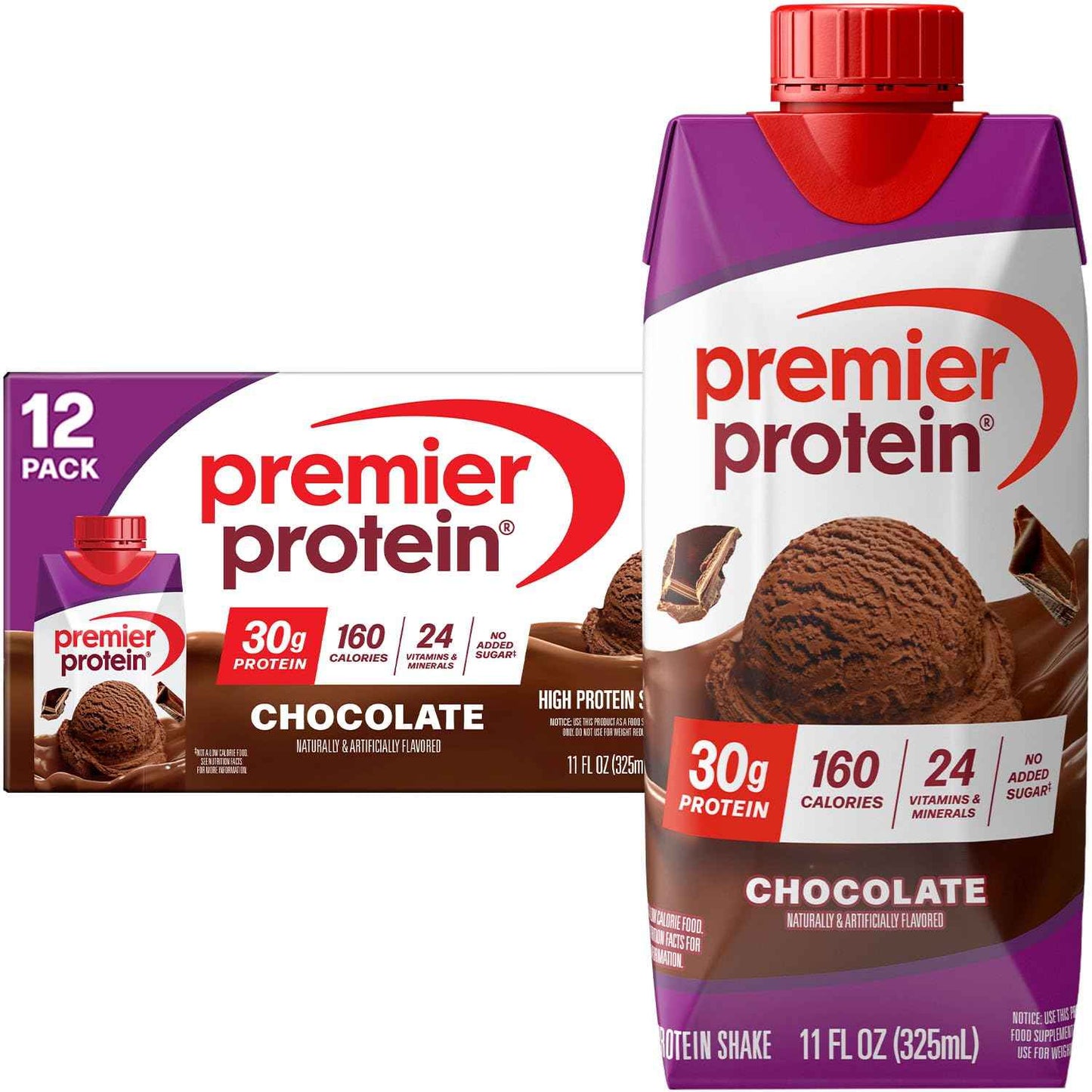 Premier Protein Shake, Chocolate, 30g Protein, 11 fl oz, 12 Pack | Post-Workout Recovery Ritual for Your Self-Care Routine