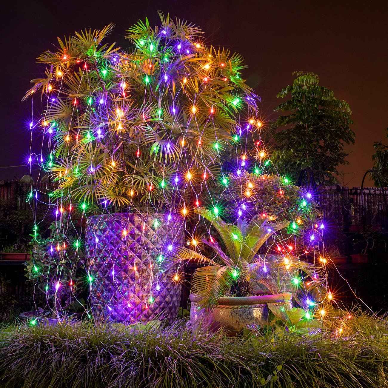 AWQ Outdoor Net String Lights 200 LED 9.8ft x 6.6ft 8 Modes for Backyard Deck and Fence Line