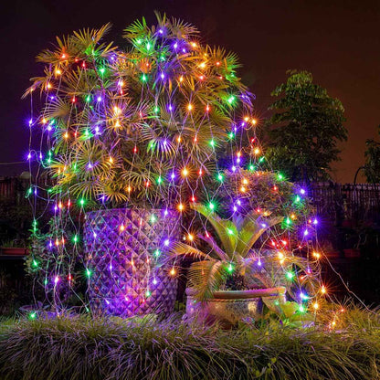AWQ Outdoor Net String Lights 200 LED 9.8ft x 6.6ft 8 Modes for Backyard Deck and Fence Line