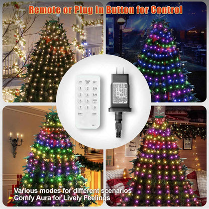 Kringle Bros Christmas Tree Lighting Ring – Aesthetic Bedroom & Family Room Glow, Warm White & Multicolor Modes