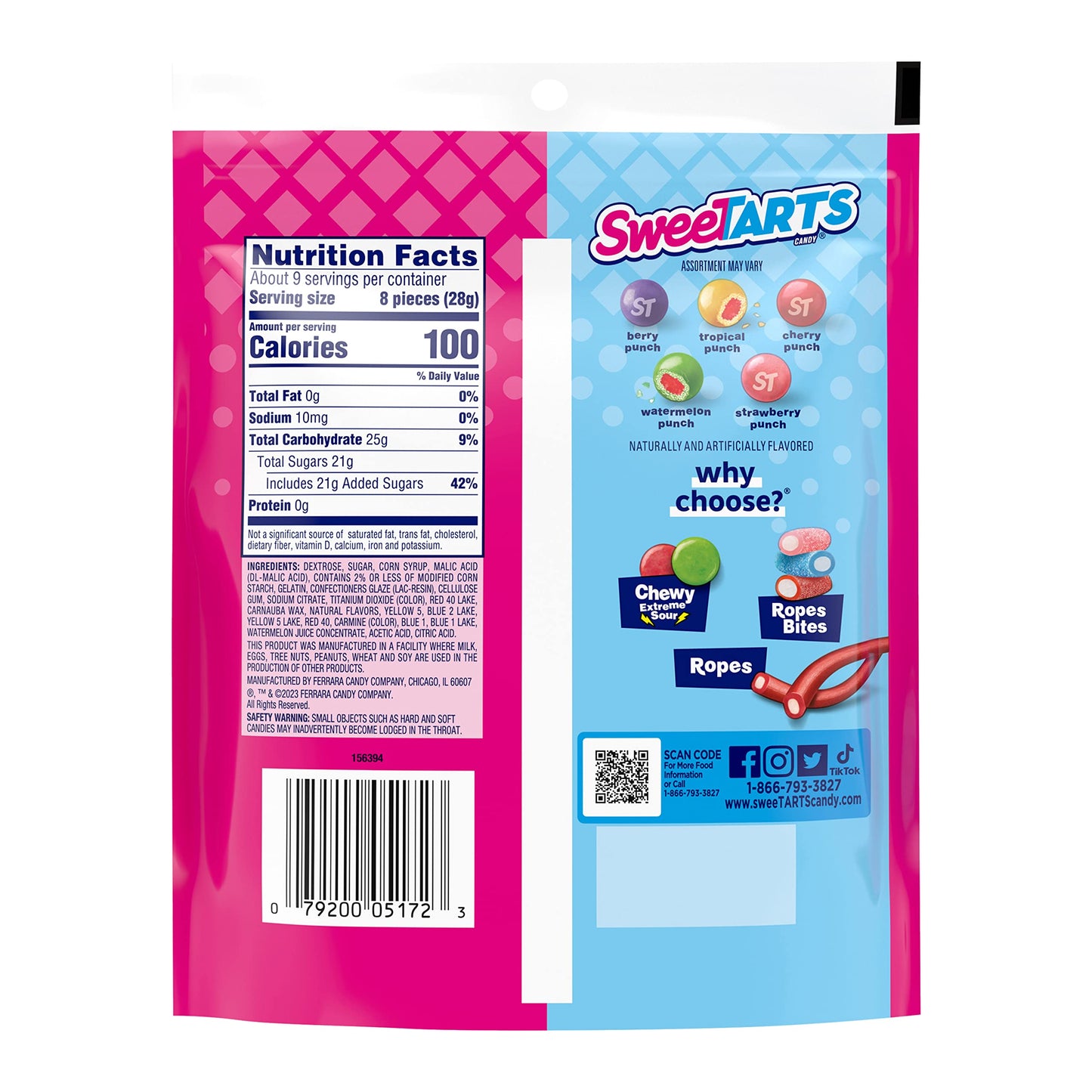SweeTARTS_Chewy_Fusions_Candy,_Fruit_Punch_Medley,_9_Ounce_Snack_Bonbon_Tangy_Strawberry_Cherry_Berry