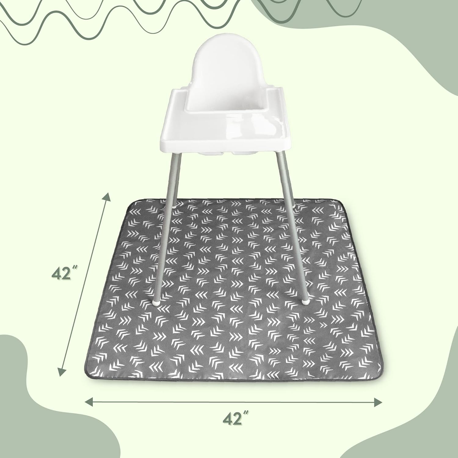 S&T_INC._Baby_Splat_Mat_for_Under_High_Chair,_Water_Resistant_Floor_Mat,_42_Inches_by_42_Inches,_Grey_Scatter