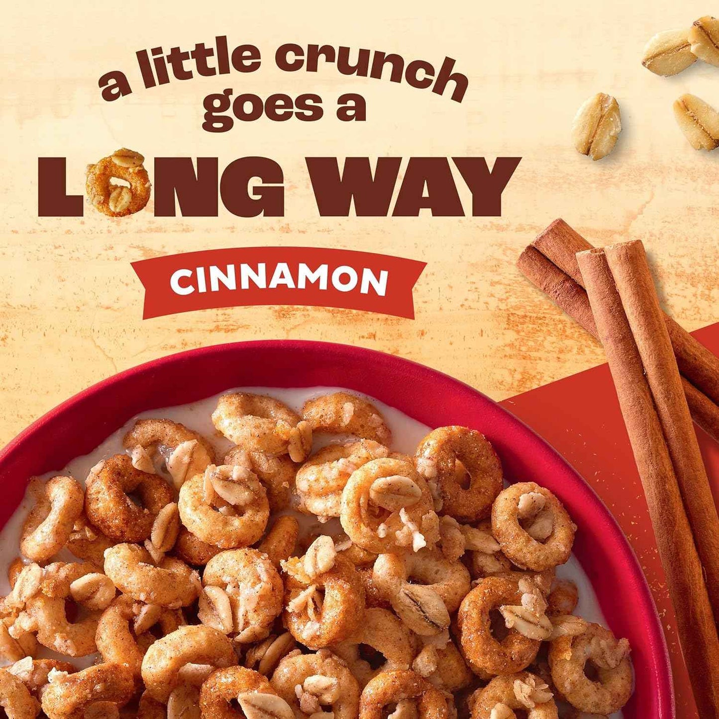 Cheerios Oat Crunch Cinnamon Breakfast Cereal – After-School Snack Straight from the Box for Hungry Kids, Family Size 24 oz