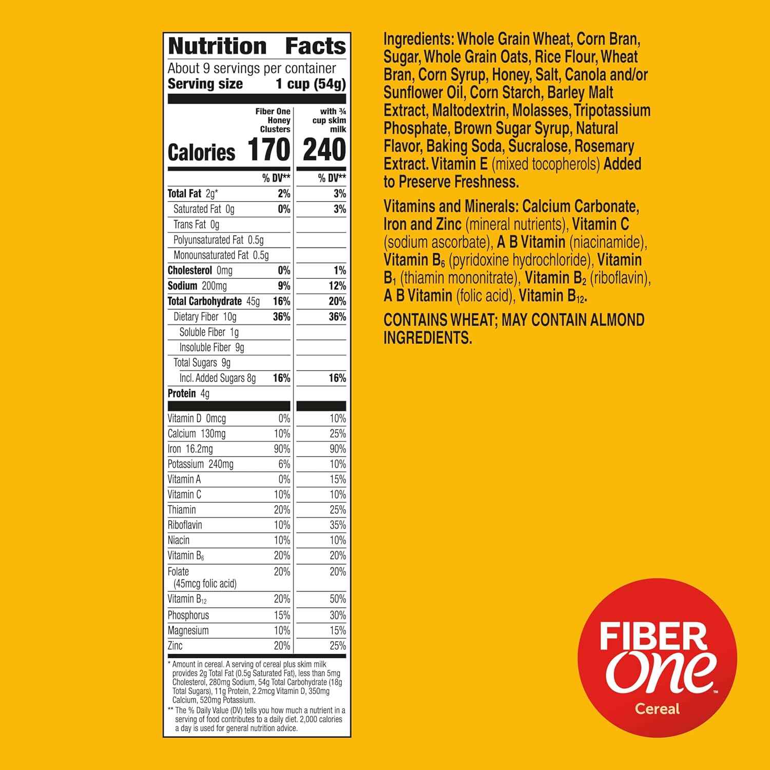 Fiber One Honey Clusters Cereal – Daily Digestive Wellness Staple, Morning Routine High-Fiber Bowl