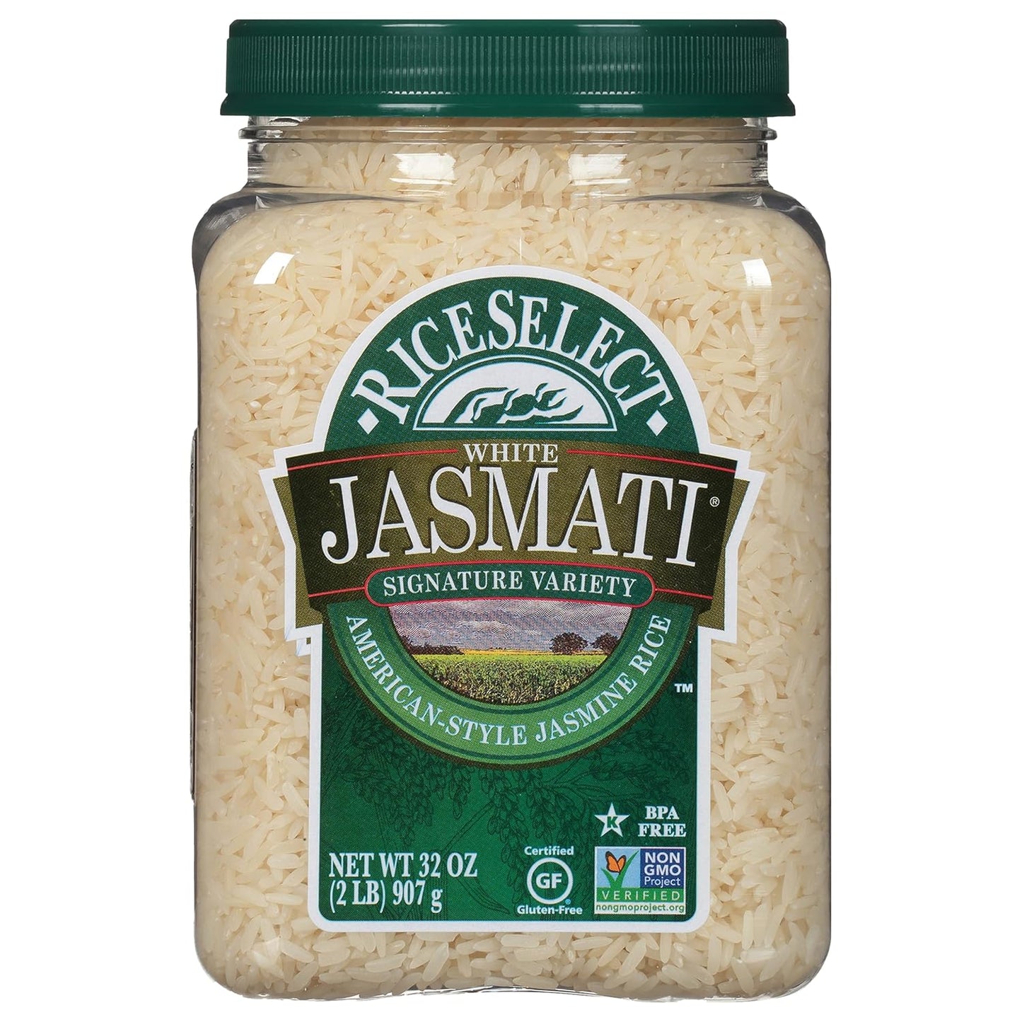 32-ounce bpa-free fully recyclable plastic jar with iconic riceselect branding