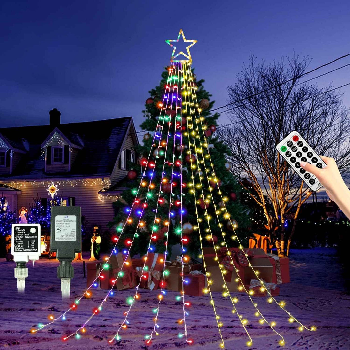 PUHONG 4-in-1 Color Changing Christmas Lights 320 LED – Thoughtful Holiday Gift for Hosts and New Homeowners with Star Shaped Design