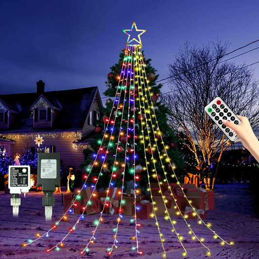 PUHONG 4-in-1 Color Changing Christmas Lights 320 LED – Thoughtful Holiday Gift for Hosts and New Homeowners with Star Shaped Design