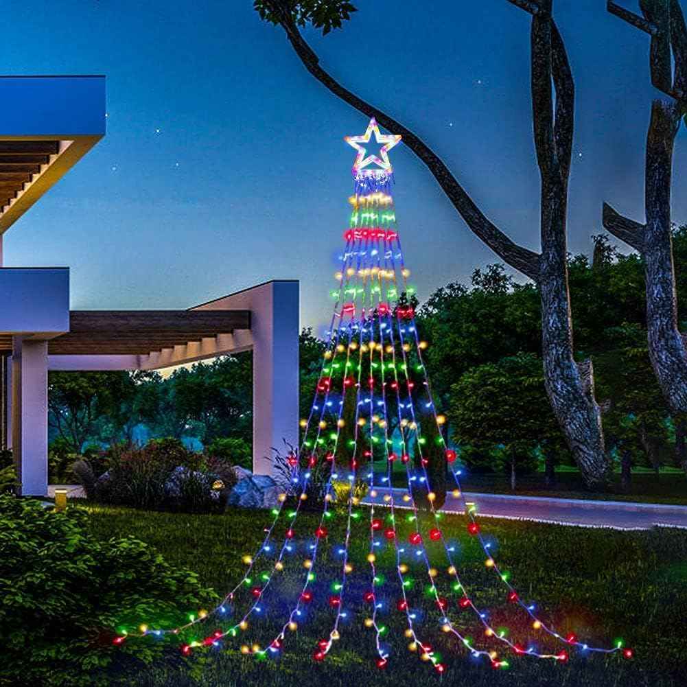 Brightown Cascading Star Lights – Durable 320 LED Set for Backyard Holiday Displays and Outdoor Party Ambiance
