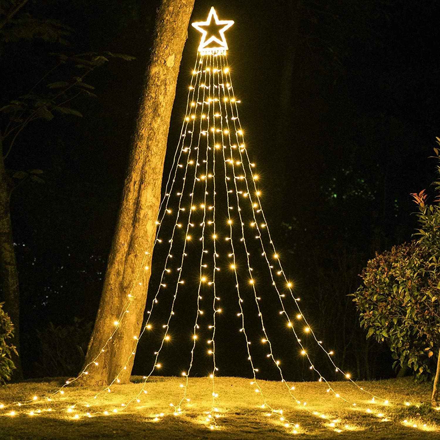 DANLI Christmas Star Lights — Ready-to-Give Holiday Gift for Neighbors and Friends, 320 LED Waterproof Outdoor Star with Timer