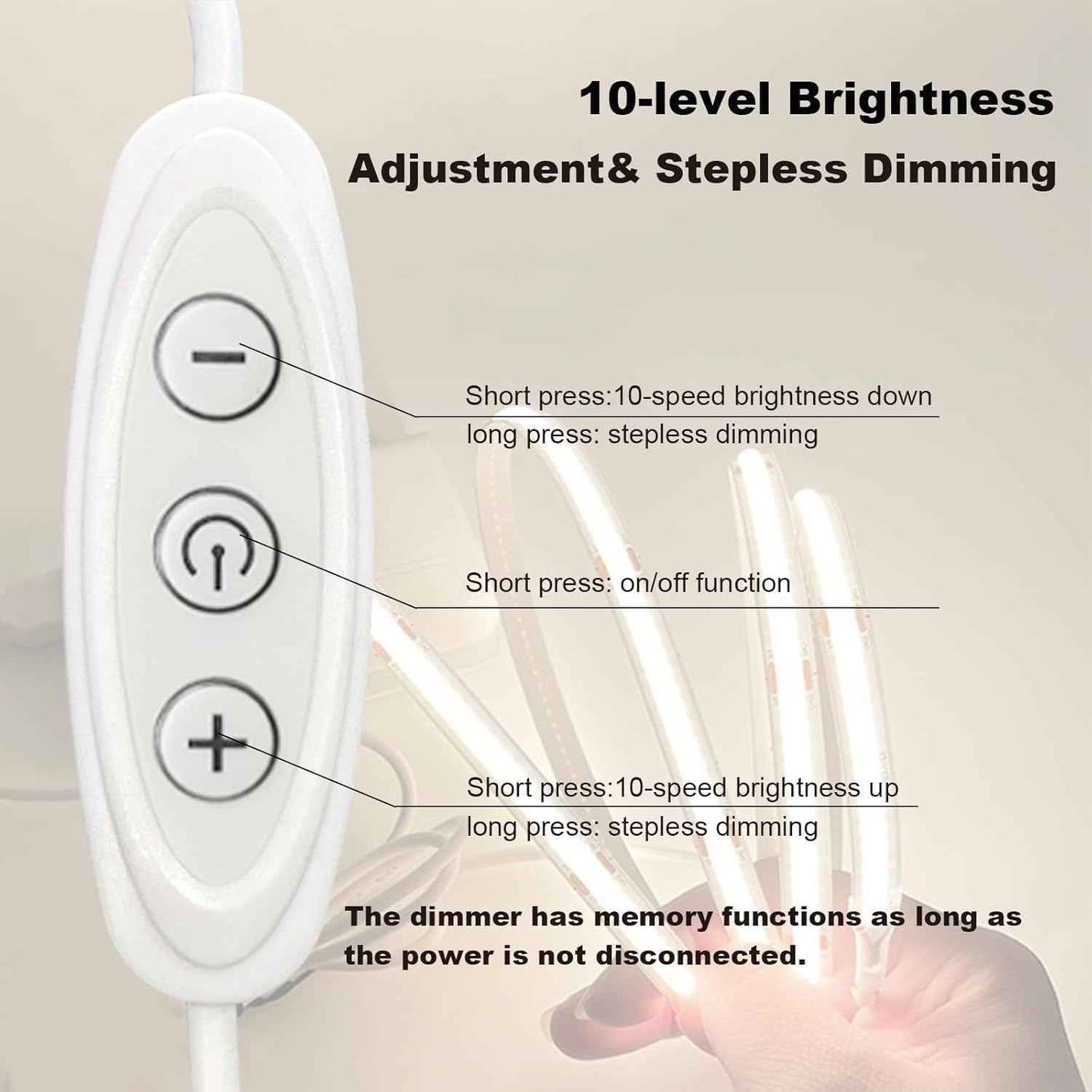 LuminGlow COB LED Tape – High CRI Desk Bias Light for Home Office and Study Monitor, USB Powered