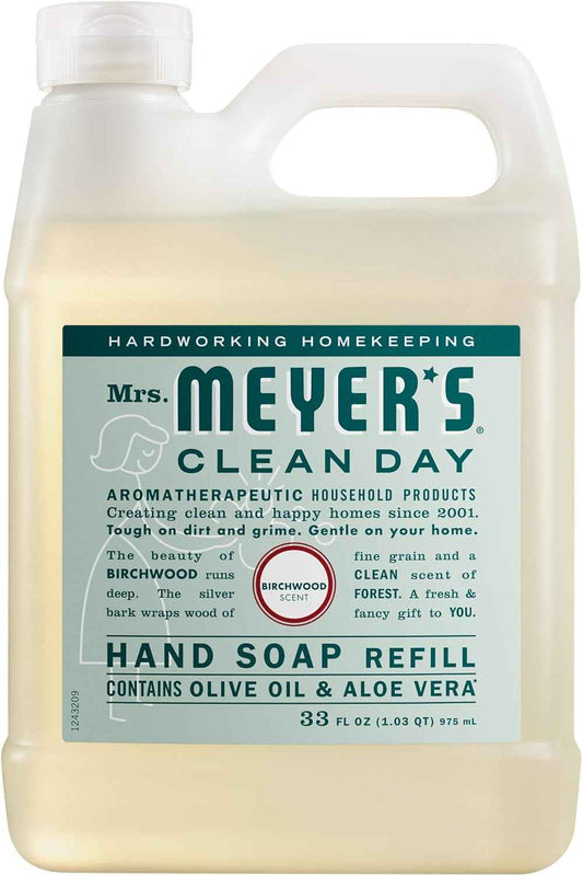 Mrs. Meyer's Clean Day Birchwood Hand Soap Refill – Calming Self-Care Ritual for Bathroom Vanity