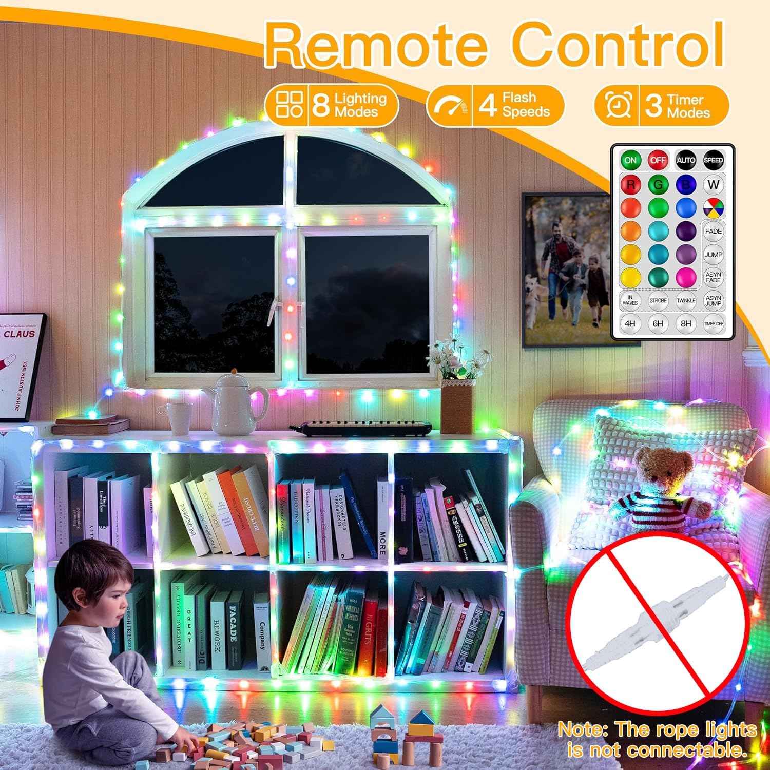 Ollny Color Changing Rope Lights – Thoughtful Birthday Gift for Her, 33FT LED Strip with Remote for Home Glow
