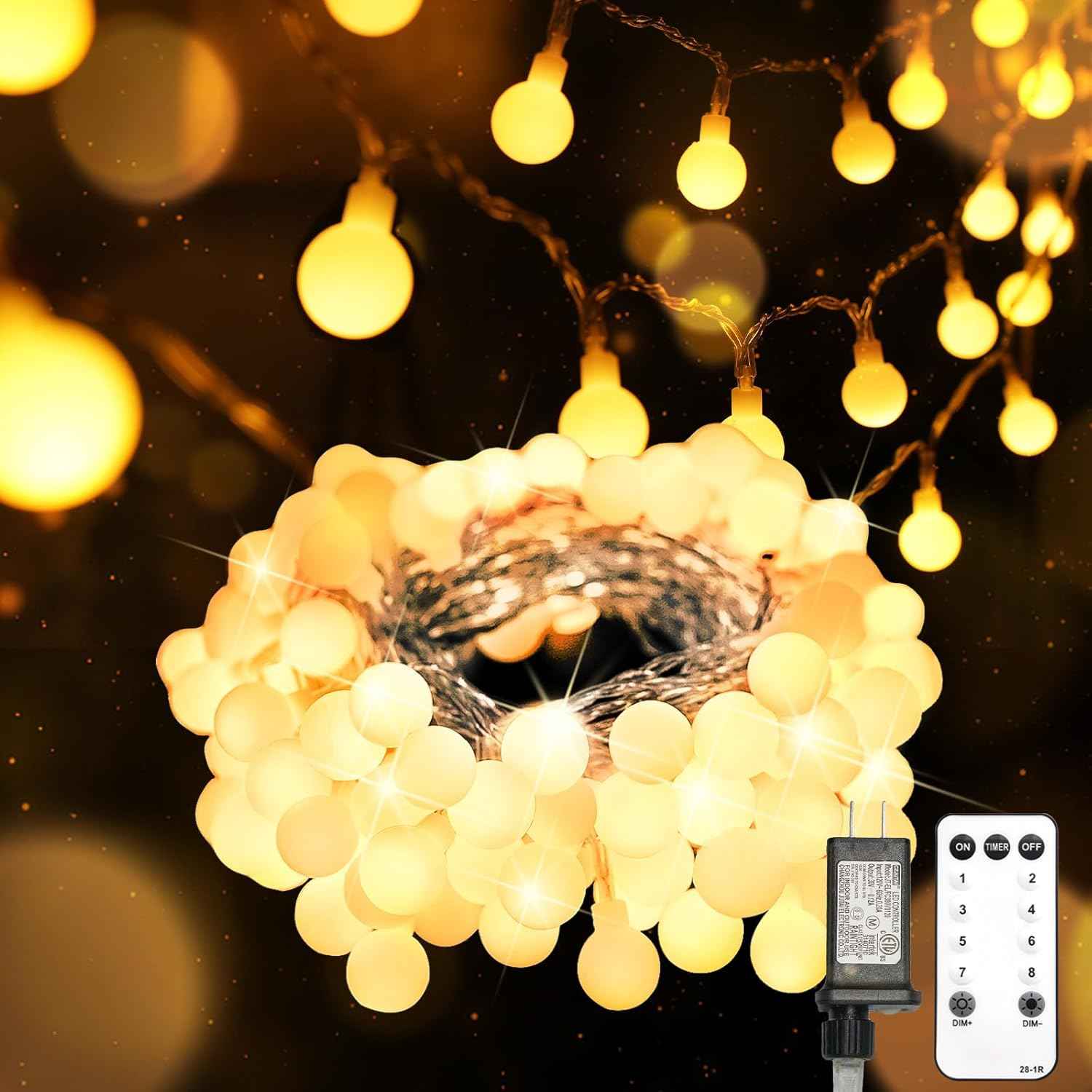 suddus 100 LED Globe String Lights – Cool-to-Touch Nursery and Kids Bedroom Lighting with 6hr Auto Shutoff Timer