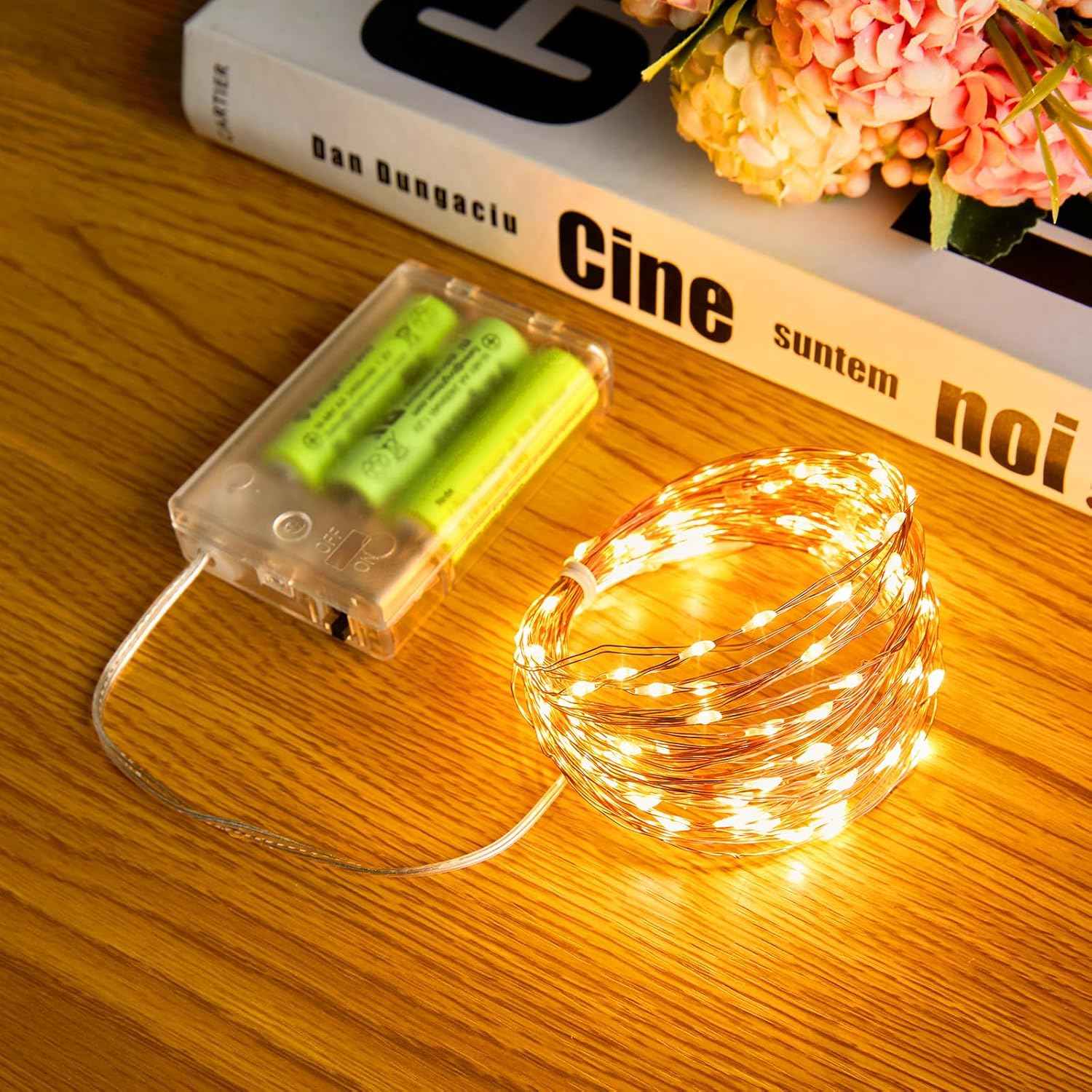 Minetom Cool-Touch Fairy Lights – Safe Nursery & Toddler Bedroom Lighting, 33ft Battery Operated String for Playroom Canopy