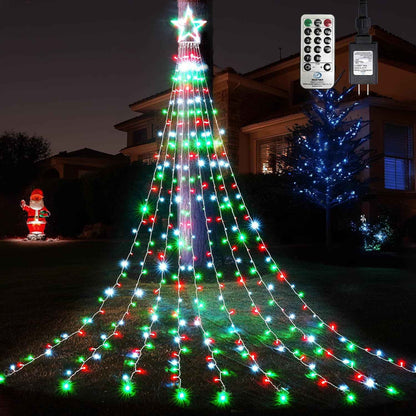 WBao Christmas Lights Gift for Mom and Homeowners, Premium 344 LED Waterfall Star Topper with Remote in 9 Colors for Holiday Housewarming Present
