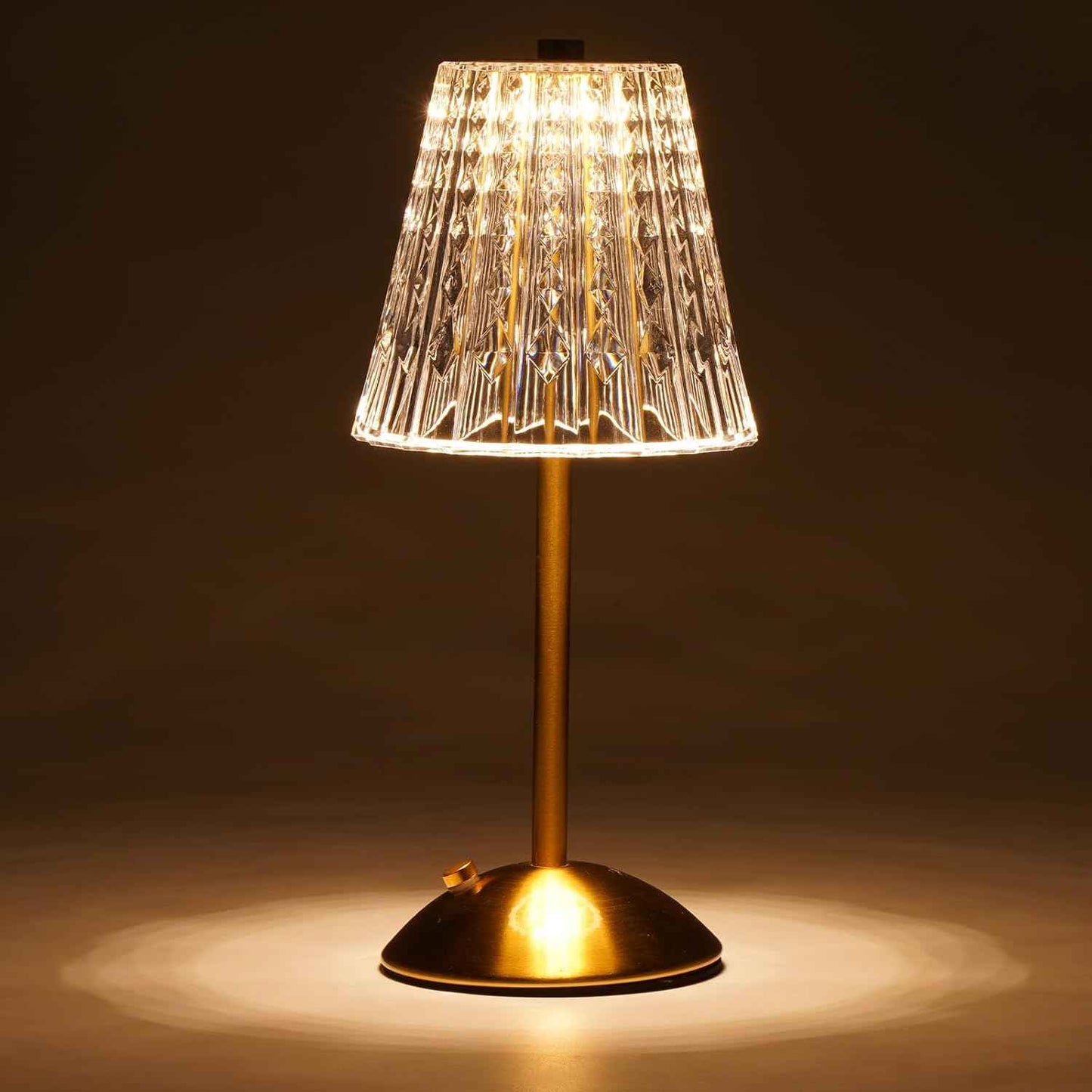 Dask Lamp Polished Metal and Crystal Table Lamp – Premium Cordless Fixture for Elevated Home Interiors
