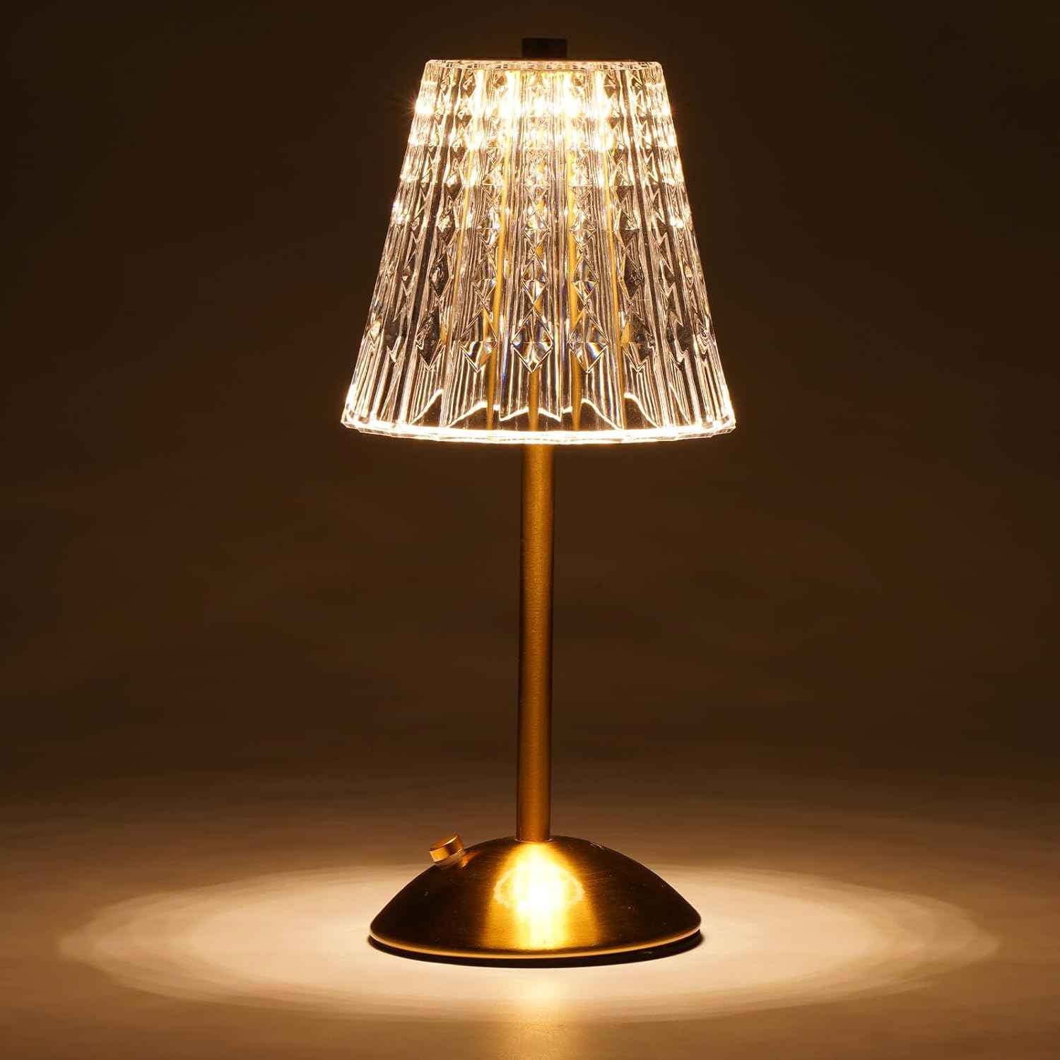 Dask Lamp Polished Metal and Crystal Table Lamp – Premium Cordless Fixture for Elevated Home Interiors