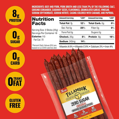 Tillamook Country Smoker Smoked Sausage Sticks – Shelf Stable Camp and Road Trip Protein for Outdoor Adventures