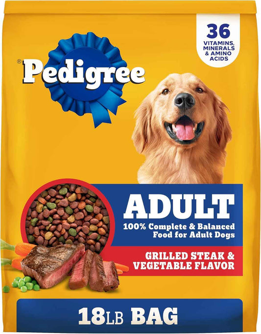 Pedigree Adult Dry Dog Food – Quick Daily Kibble Solution for Working Owners, 18 lb. Bag