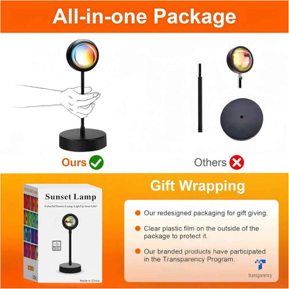 AuroraBeam Sunset Lamp – Calming Bath Time and Meditation Light, Soothing RGB Color Therapy