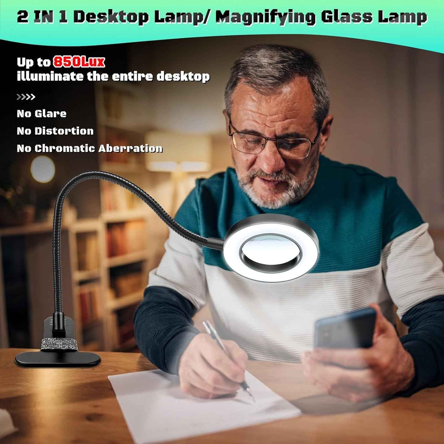 MagniShine Clip-On LED Magnifier – Calming Self-Care Companion for Spa and Manicure Rituals, 10X Magnification Lamp for Detail Work