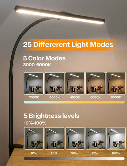 ACNCTOP Architect Task Lamp for Remote Work - 17-Inch Wide LED Bar with 360° Gooseneck for Monitor Desk and Workbench Setup
