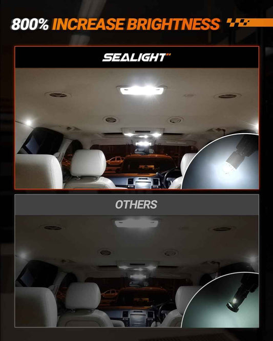 SEALIGHT 194 LED Bulb 6000K White 10-Pack – One-Cart Solution to Replace Every Halogen Bulb in Your Car Interior